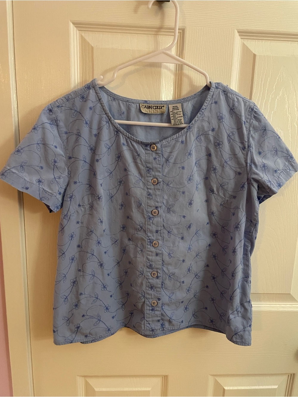 Cabin Creek Powder Blue Floral Button-Front Women's Shirt